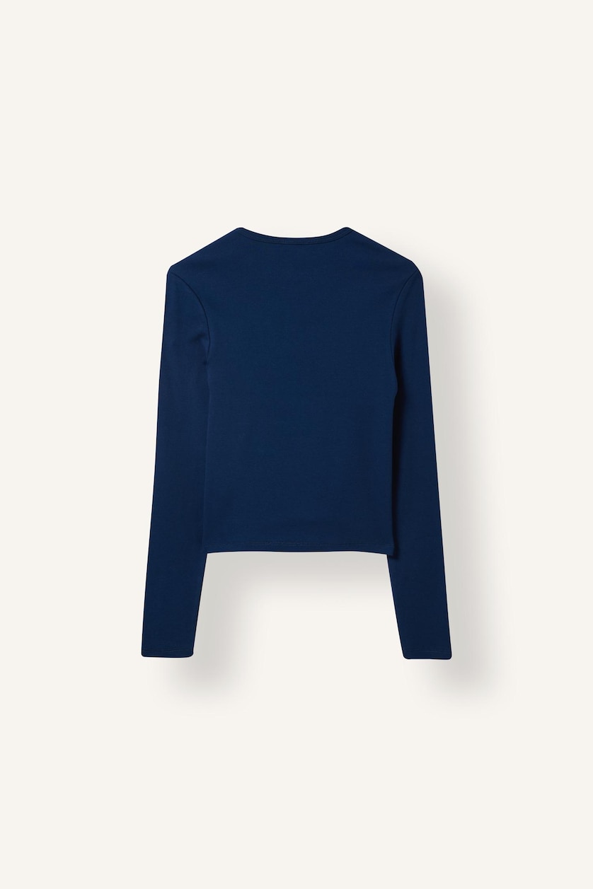 Woman NAVY Slim Fit Ribana Long Sleeve T-Shirt