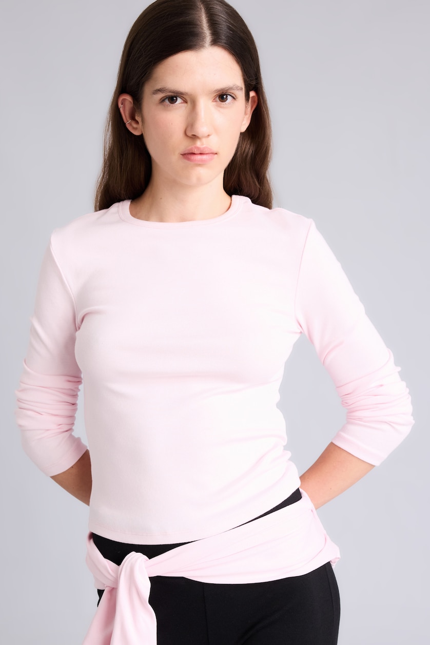 نساء زهري فاتح Slim Fit Ribana Long Sleeve T-Shirt
