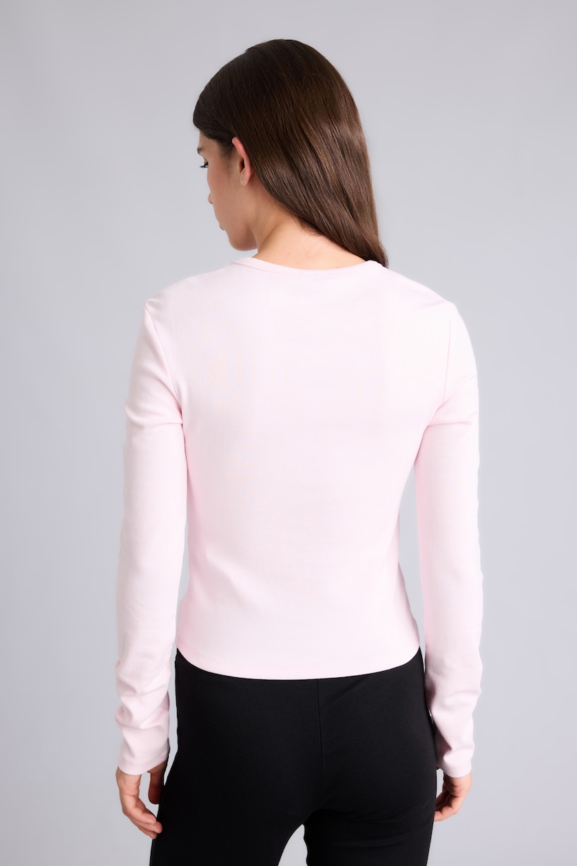 نساء زهري فاتح Slim Fit Ribana Long Sleeve T-Shirt