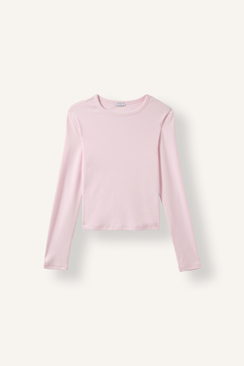 نساء زهري فاتح Slim Fit Ribana Long Sleeve T-Shirt