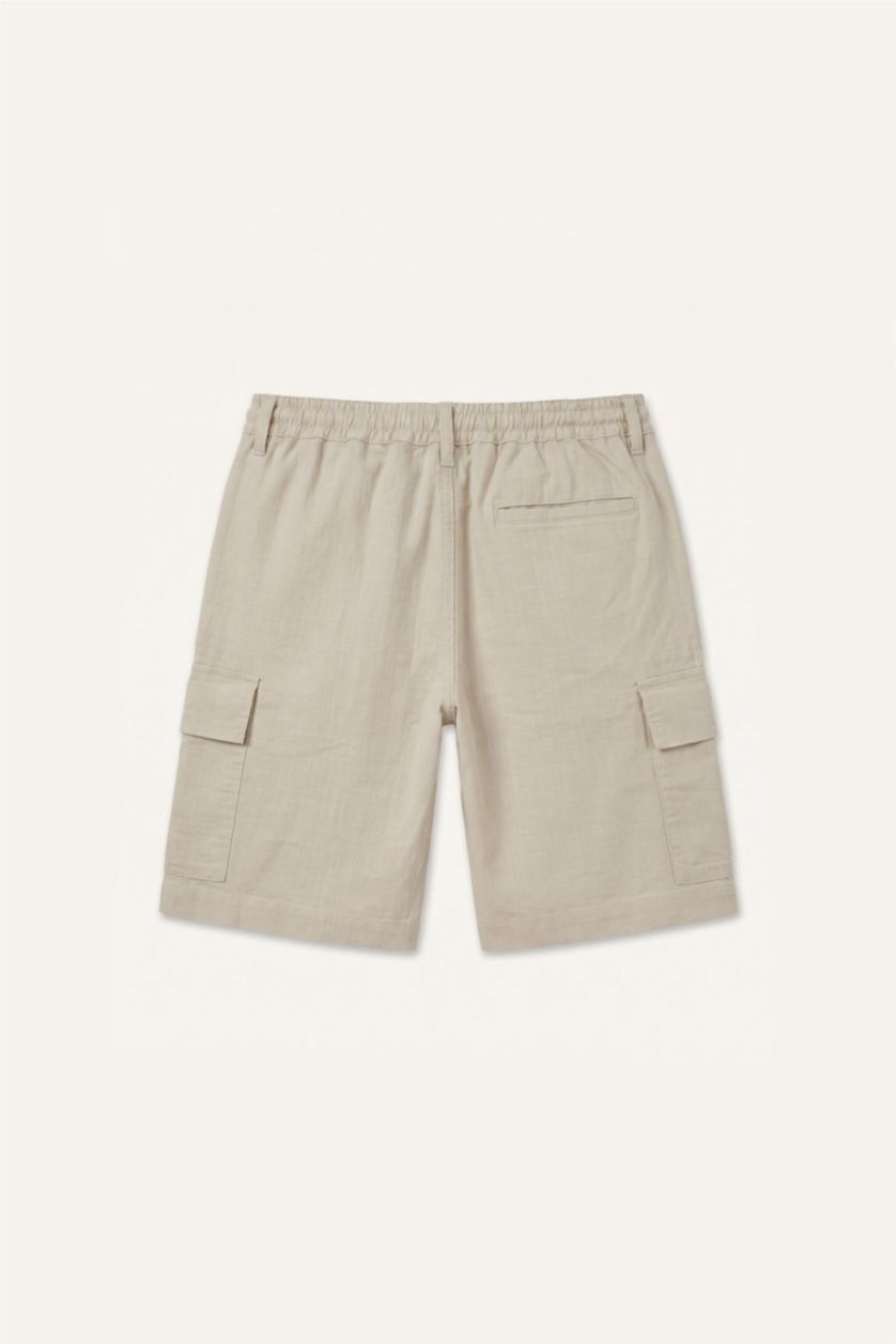Men Beige Regular Cargo Cotton Beige Bermuda Shorts