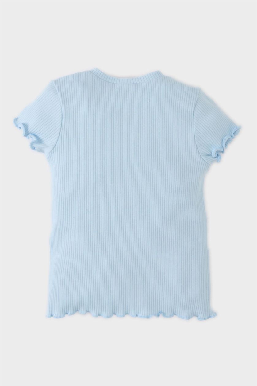 BABY GIRL Light Blue Baby Girl Regular Fit Crew Neck Floral T-Shirt