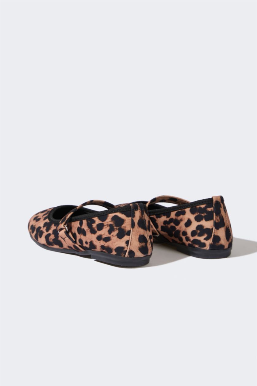 Kız Çocuk - Genç Kız Karma Leopar Desenli Slip On Düz Taban Babet Kız Çocuk