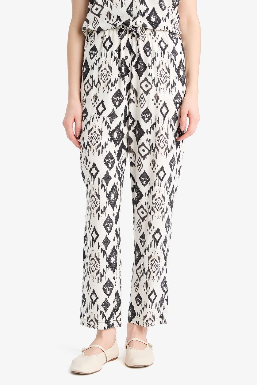 FEMME Noir Pantalon large taille haute Coupe carotte