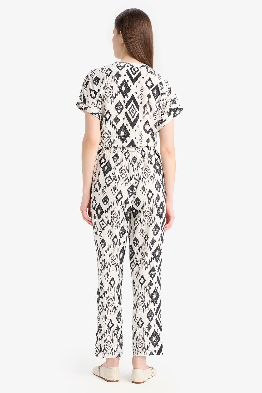 FEMME Noir Pantalon large taille haute Coupe carotte