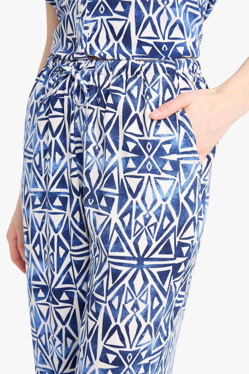 FEMME Marin Pantalon large taille haute Coupe carotte