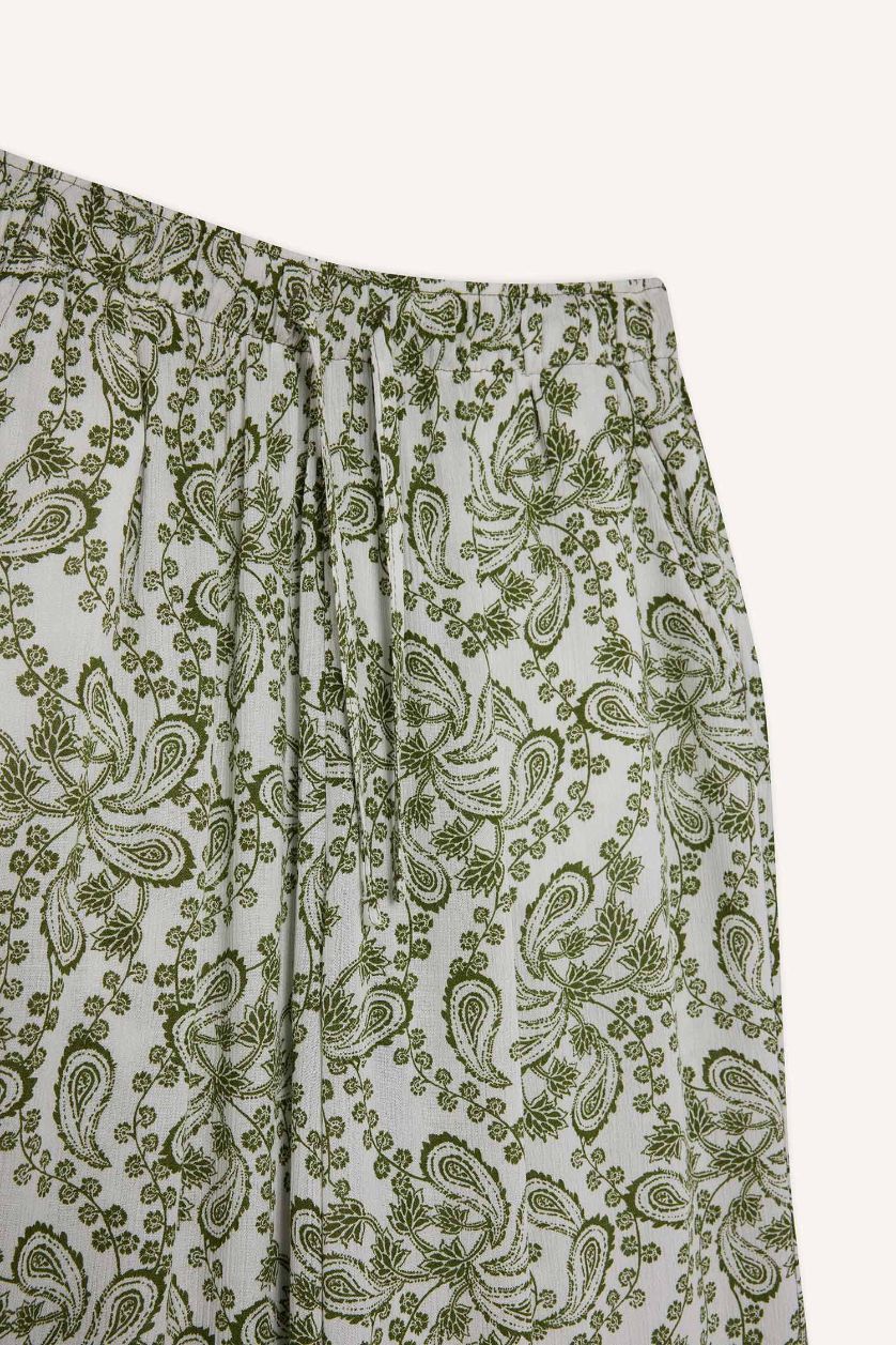 WOMAN Olive Straight Fit Printed Trousers