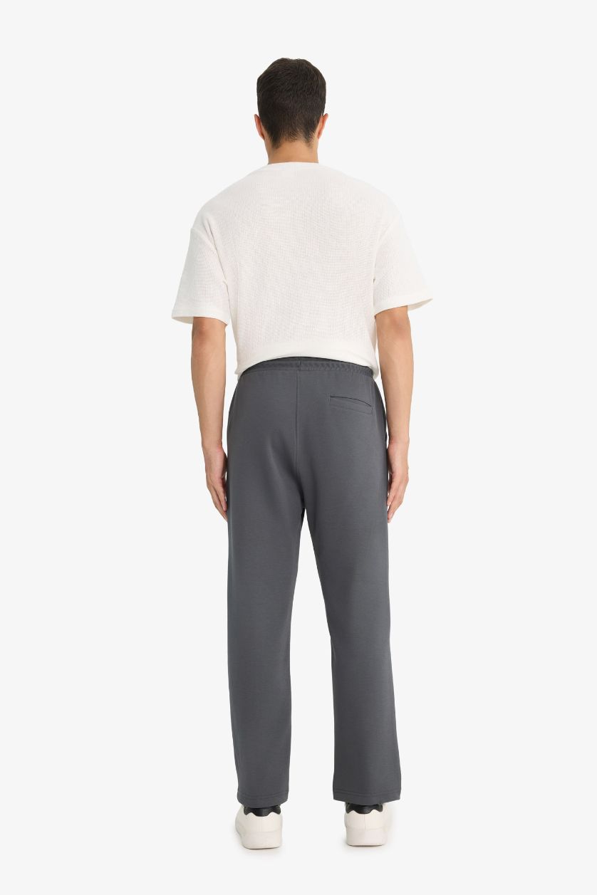 Erkek Antrasit 	Regular Fit Beli Bağcıklı Düz Paça Cepli Eşofman Altı