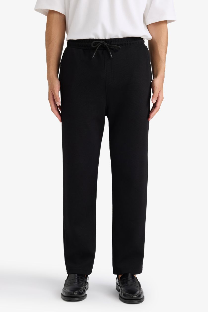 HOMME Noir Pantalon de survêtement à poches Coupe droite Coupe régulière