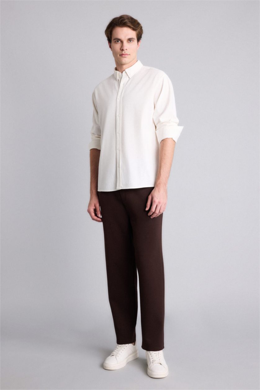 رجال بني Regular Fit Trousers