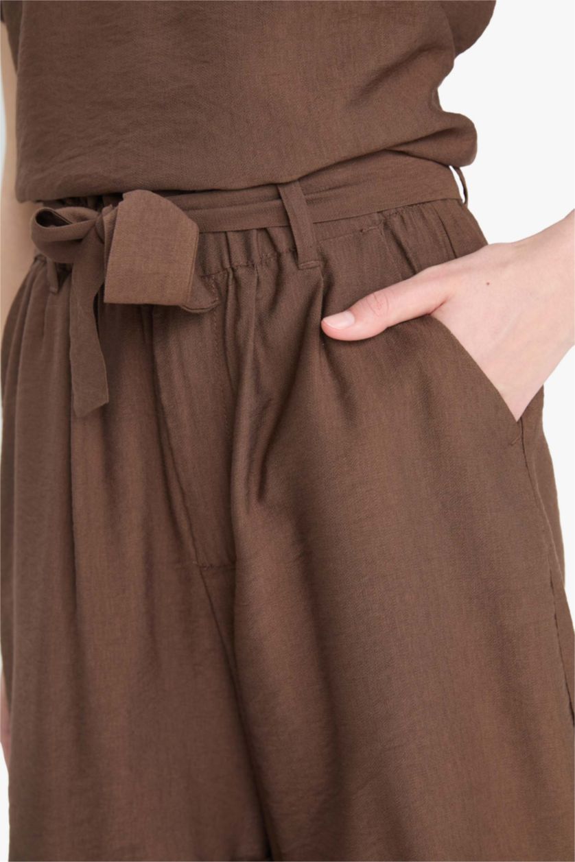 Woman Brown High Waist Shorts