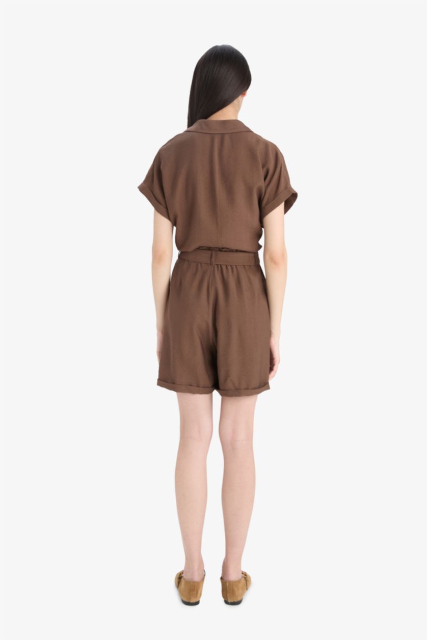 Woman Brown High Waist Shorts