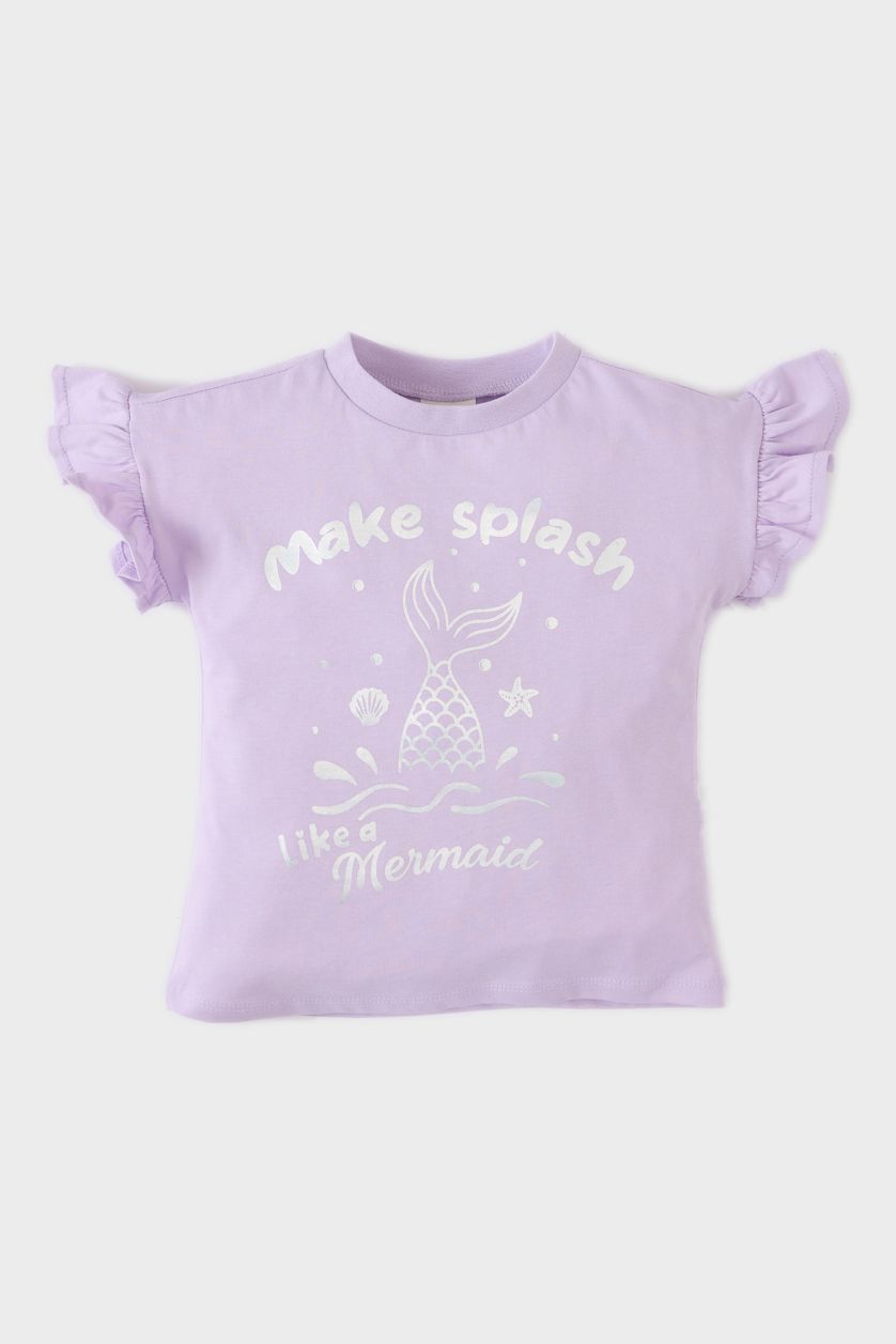 BABY GIRL Lilac Baby Girl Regular Fit Crew Neck Slogan Printed T-Shirt