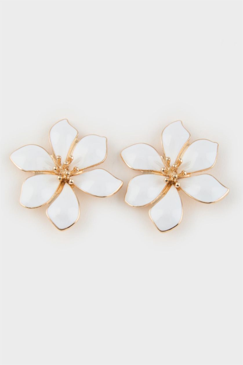 FEMME Blanc Boucles d’oreilles blanches en forme de fleur pour femme