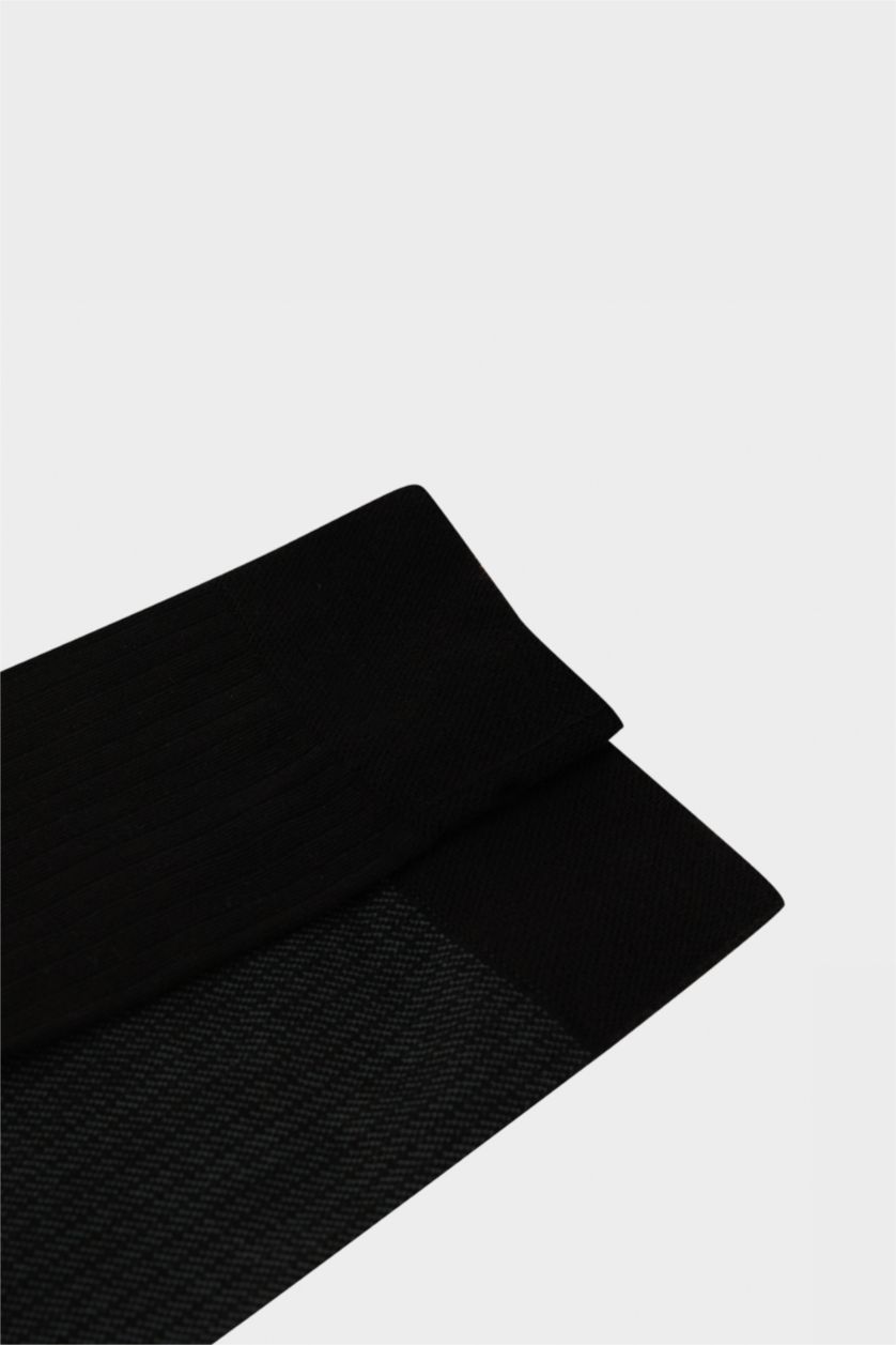 Erkek Siyah Erkek Dikişsiz 2'li Pamuk Akrilik Premium Uzun Çorap