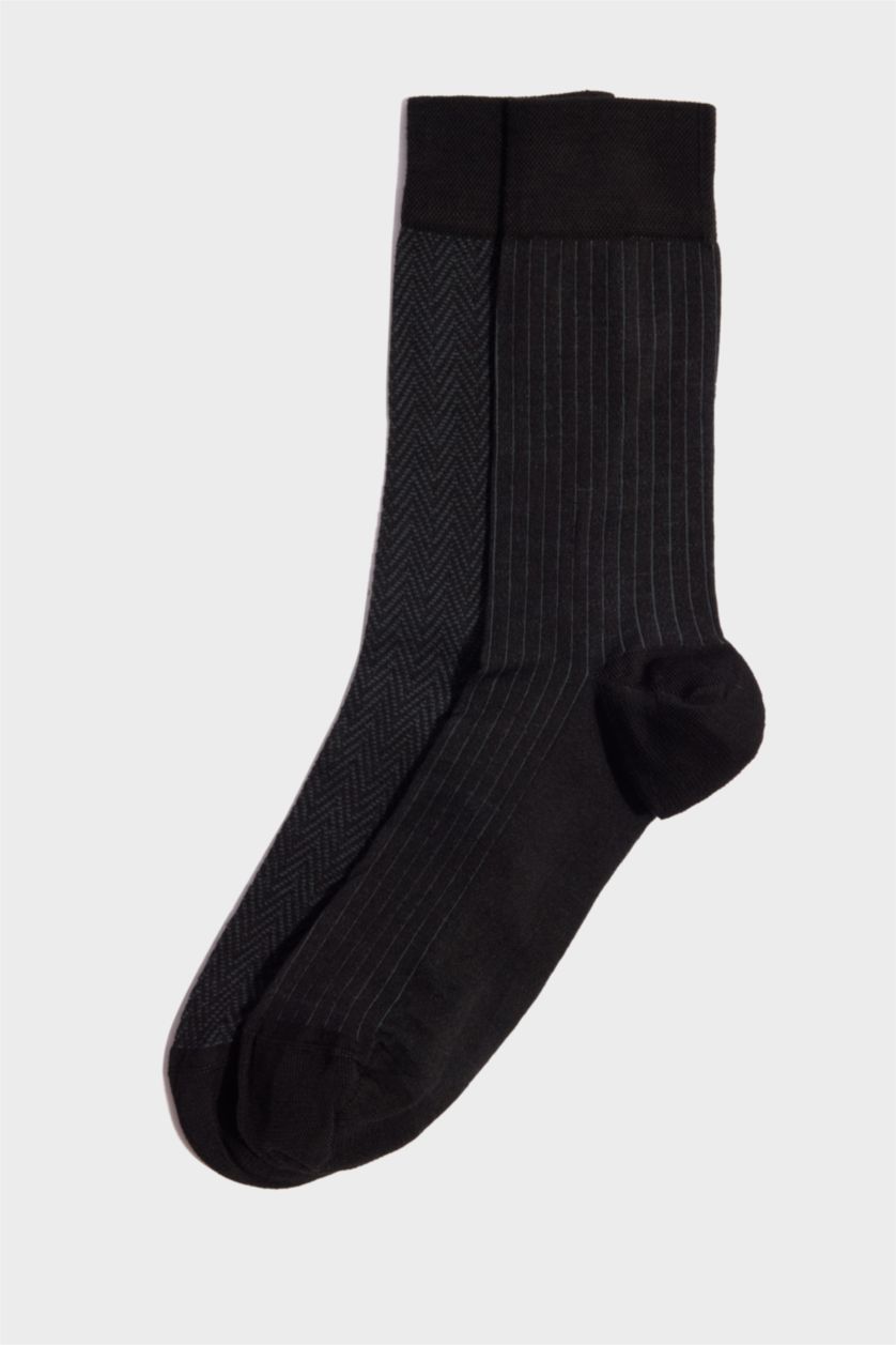 Erkek Siyah Erkek Dikişsiz Ultra Hafif 2'li Premium Uzun Çorap