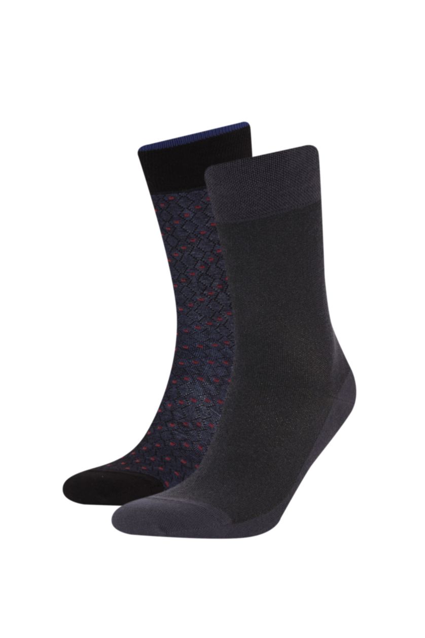 Erkek Karma Erkek Dikişsiz 2'li Penye Pamuklu Premium Uzun Çorap