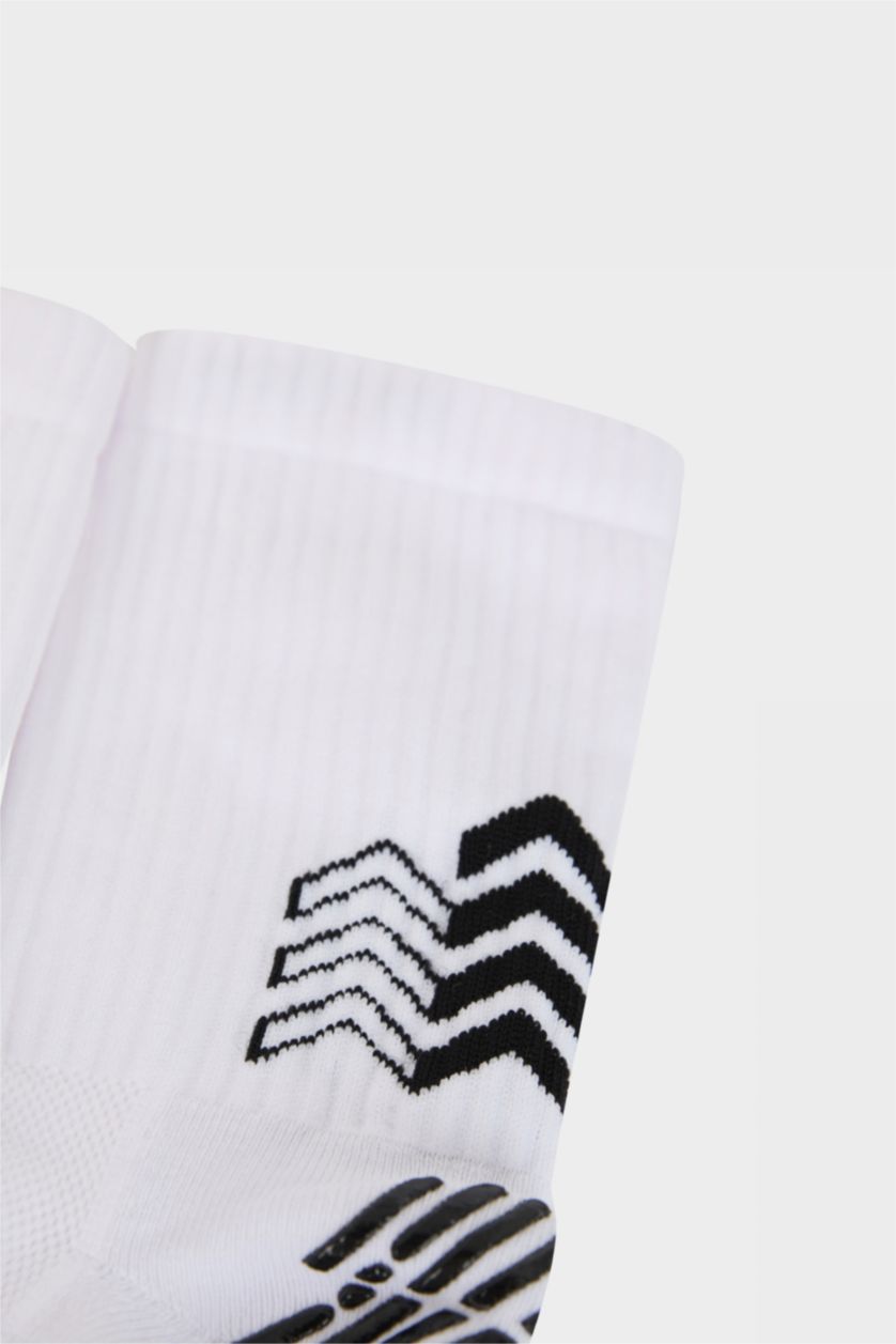 Erkek Beyaz Erkek Dikişsiz Taban Altı Kaydırmaz Baskılı Havlu Premium Uzun Spor Çorap