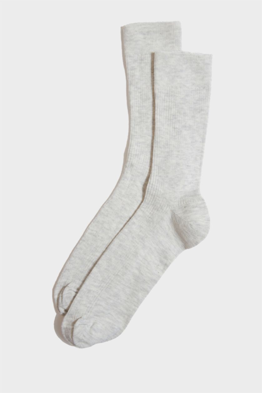 رجالي أزرق شرابات طويلة رجالي قطن بدون خياطة - 5 قطع