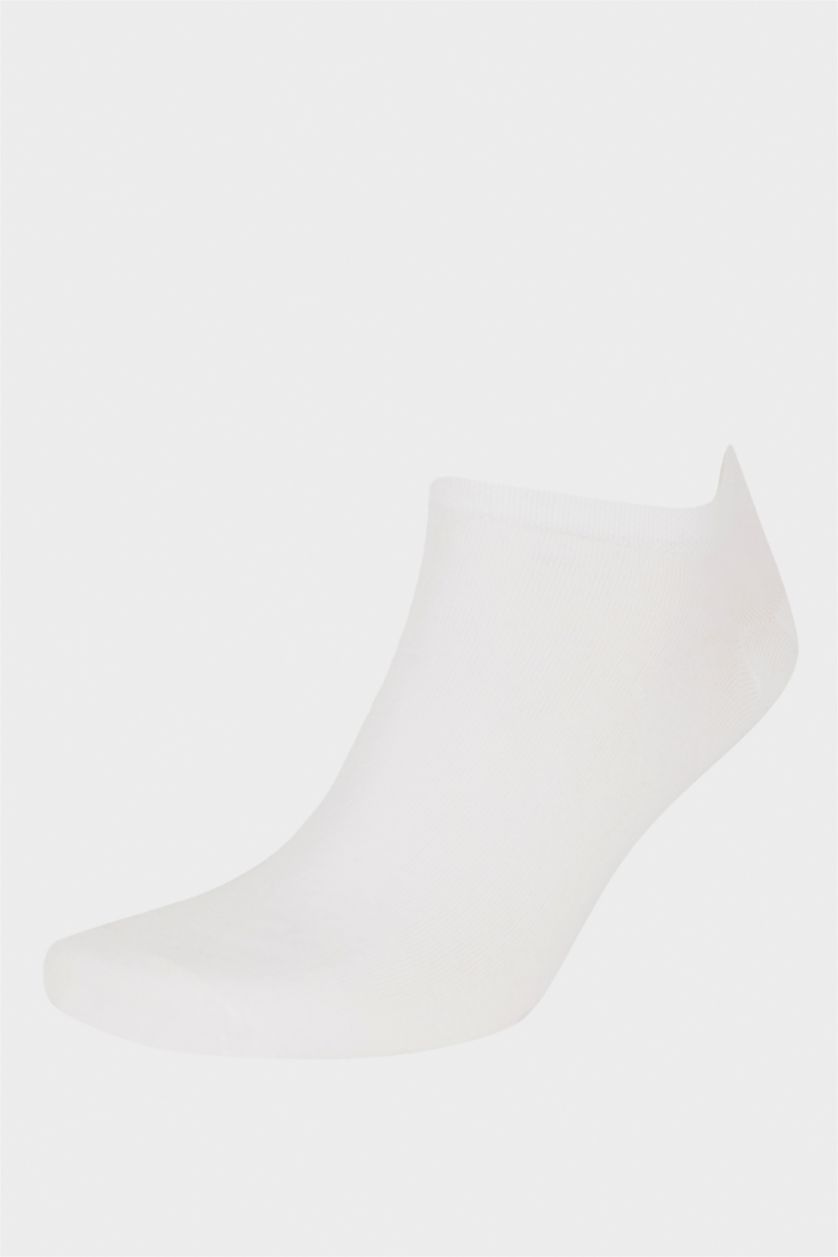 Erkek Beyaz Erkek Dikişsiz Topuk İçi Kaydırmaz Baskılı 3'lü Penye Pamuklu Premium Sneaker Çorap