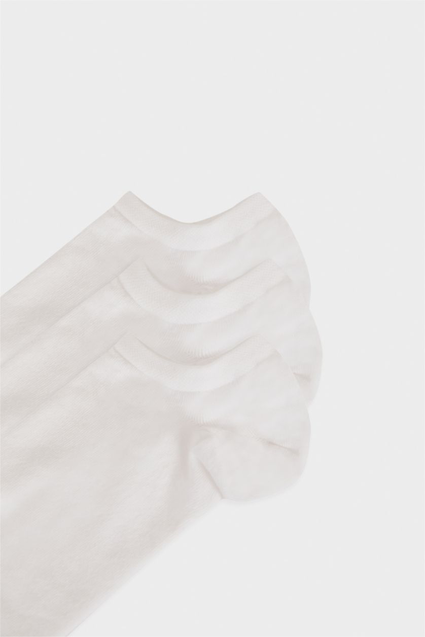 Erkek Beyaz Erkek Dikişsiz Topuk İçi Kaydırmaz Baskılı 3'lü Penye Pamuklu Premium Sneaker Çorap