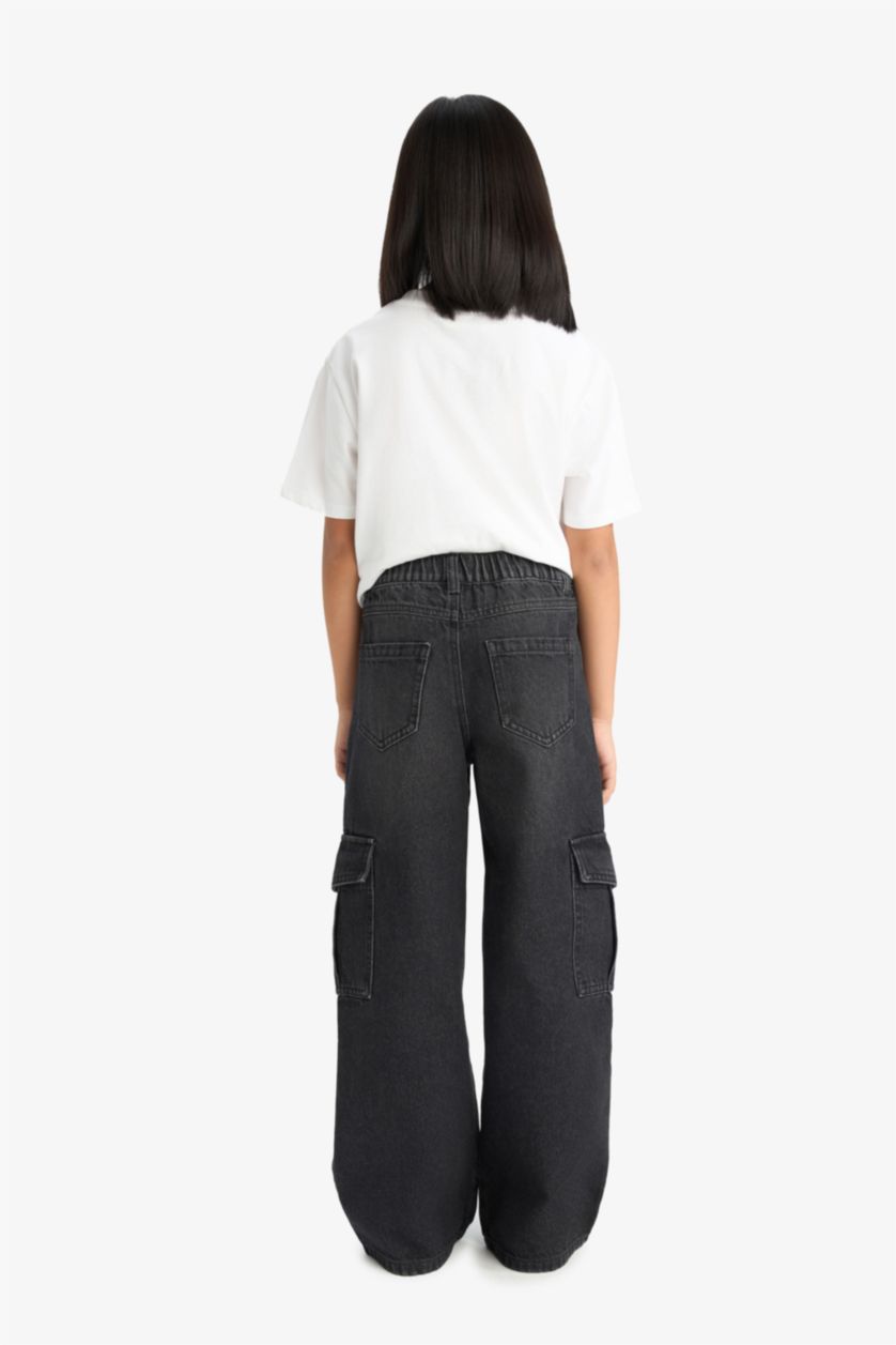 Girls & Teens Anthracite Girl Wide Leg Cargo Jeans