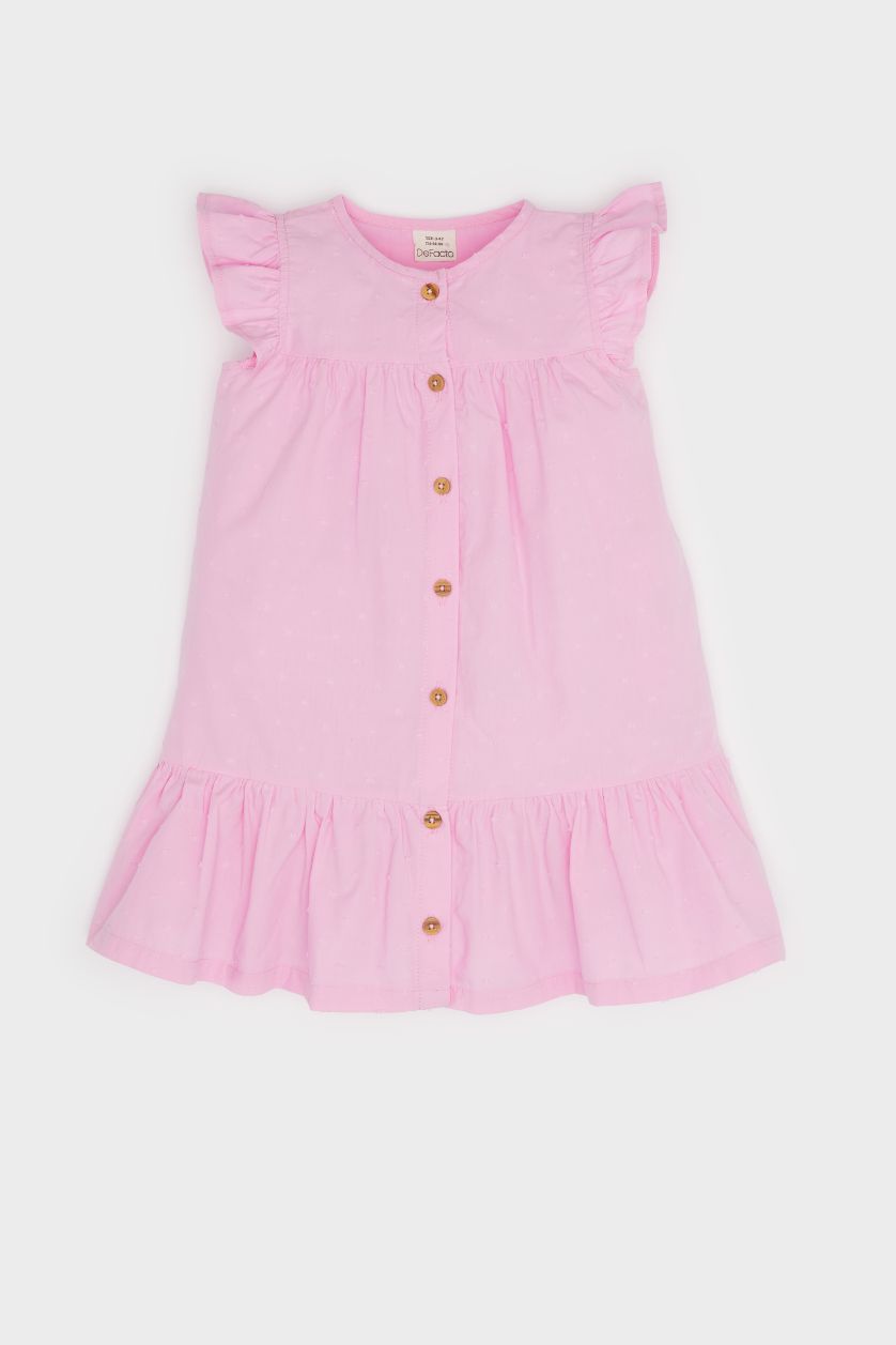 طفلة صغيرة زهري فستان بيبي بناتي كت قصة عادية ورقبة مستديرة