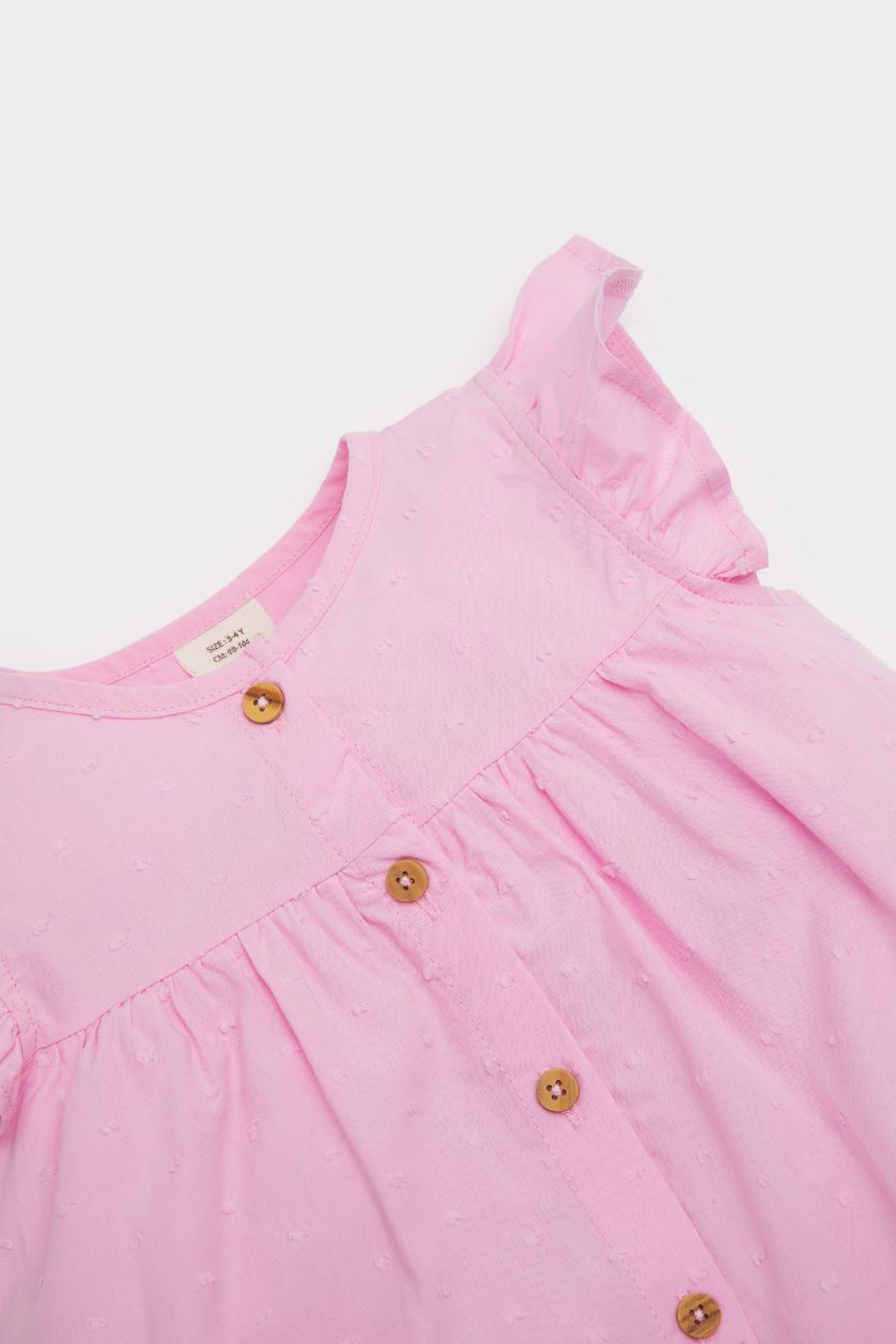 طفلة صغيرة زهري فستان بيبي بناتي كت قصة عادية ورقبة مستديرة