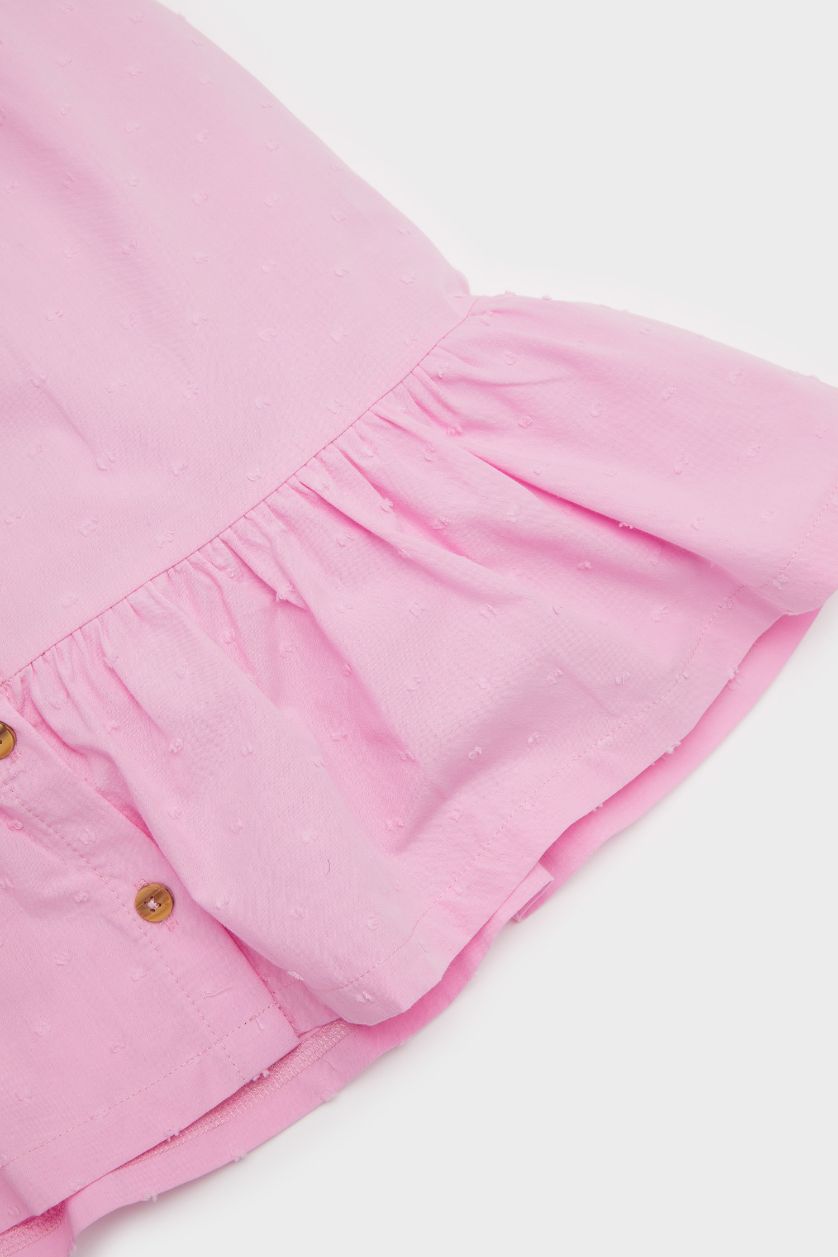 طفلة صغيرة زهري فستان بيبي بناتي كت قصة عادية ورقبة مستديرة