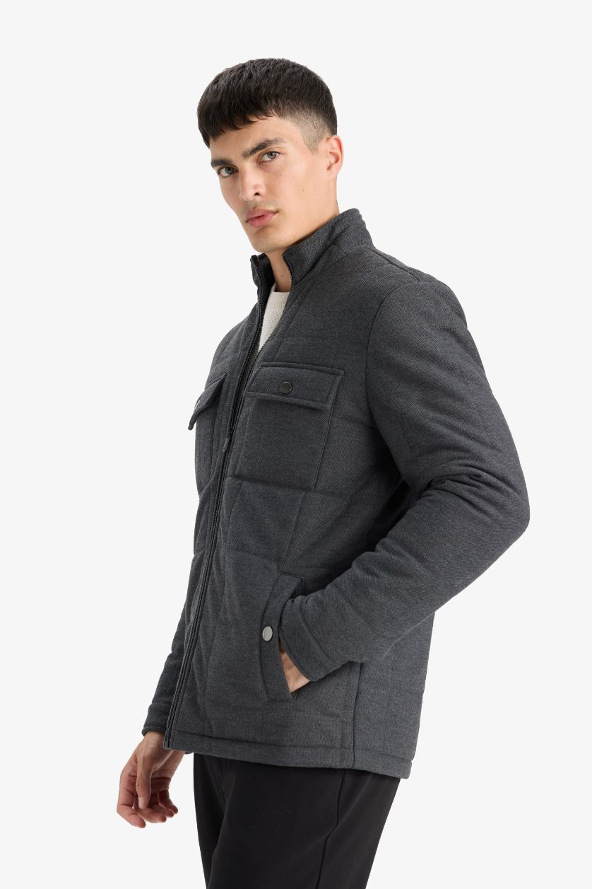 رجال ميلانج أنثرا جاكيت دودون شتوي سليم فيت بياقة عالية