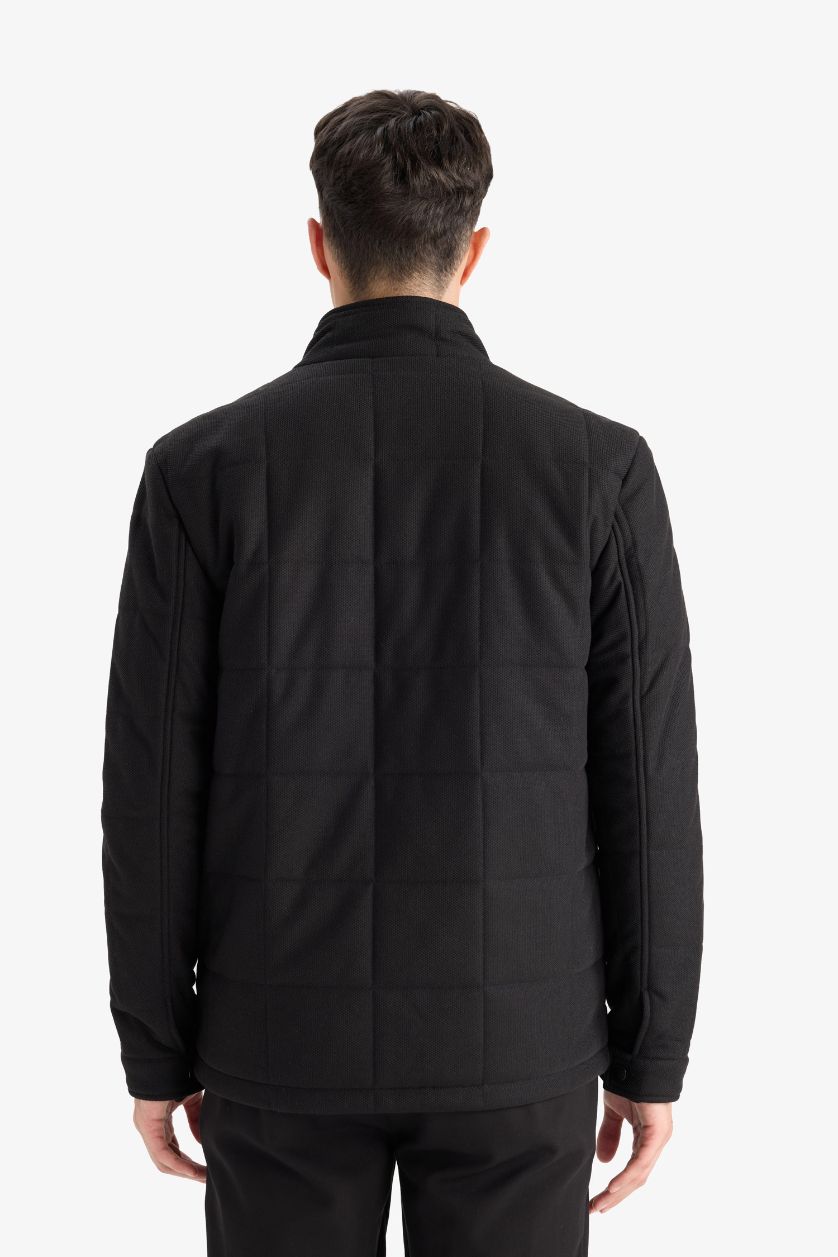 رجال أسود جاكيت دودون شتوي سليم فيت بياقة عالية