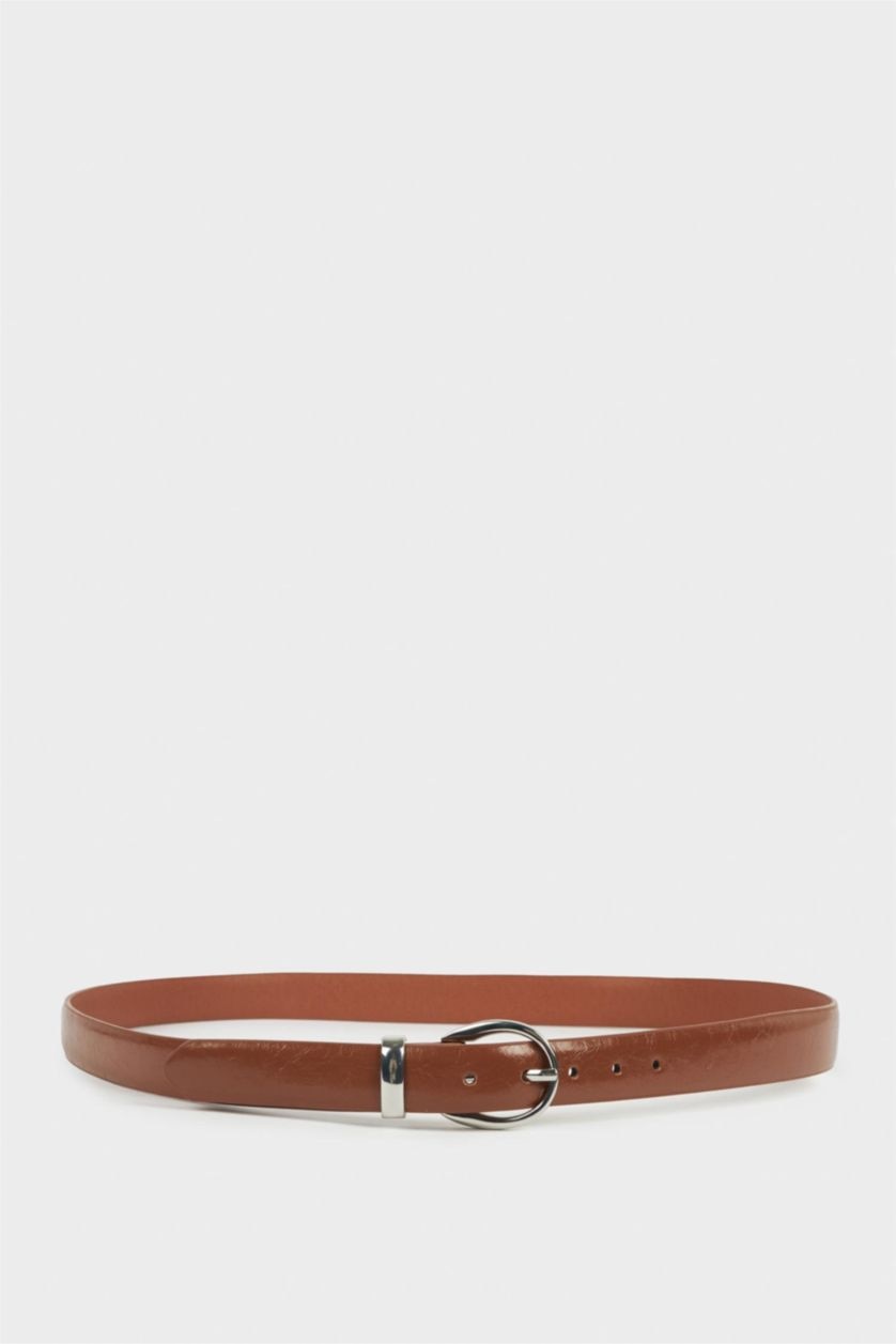 Women Tan Woman Faux Leather 2 Piece Daily Belt