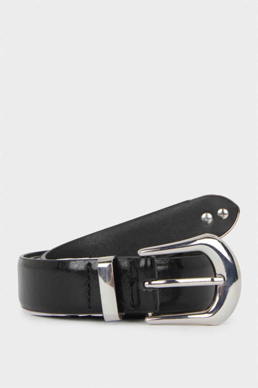 Kadın Siyah Kadın Suni Deri Günlük Kemer