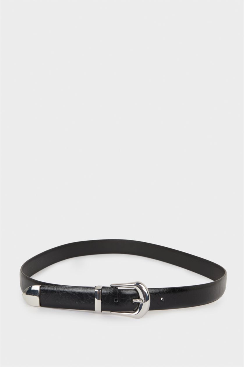 Kadın Siyah Kadın Suni Deri Günlük Kemer