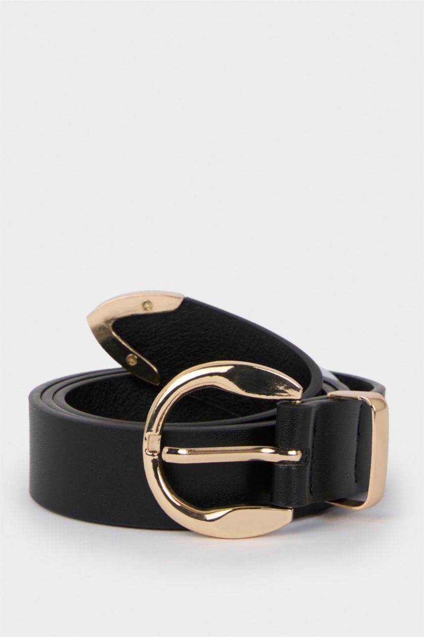 Kadın Siyah Kadın Suni Deri Jean Kemeri