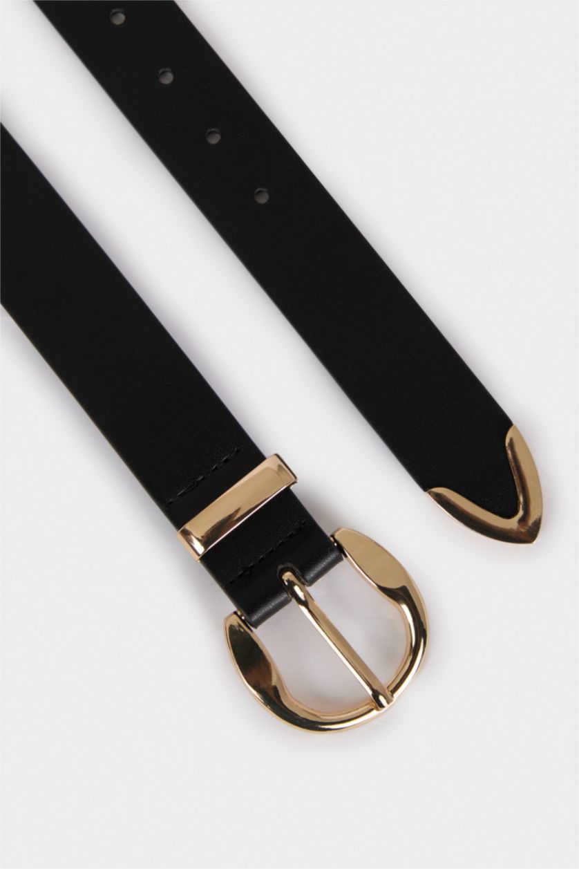 Kadın Siyah Kadın Suni Deri Jean Kemeri