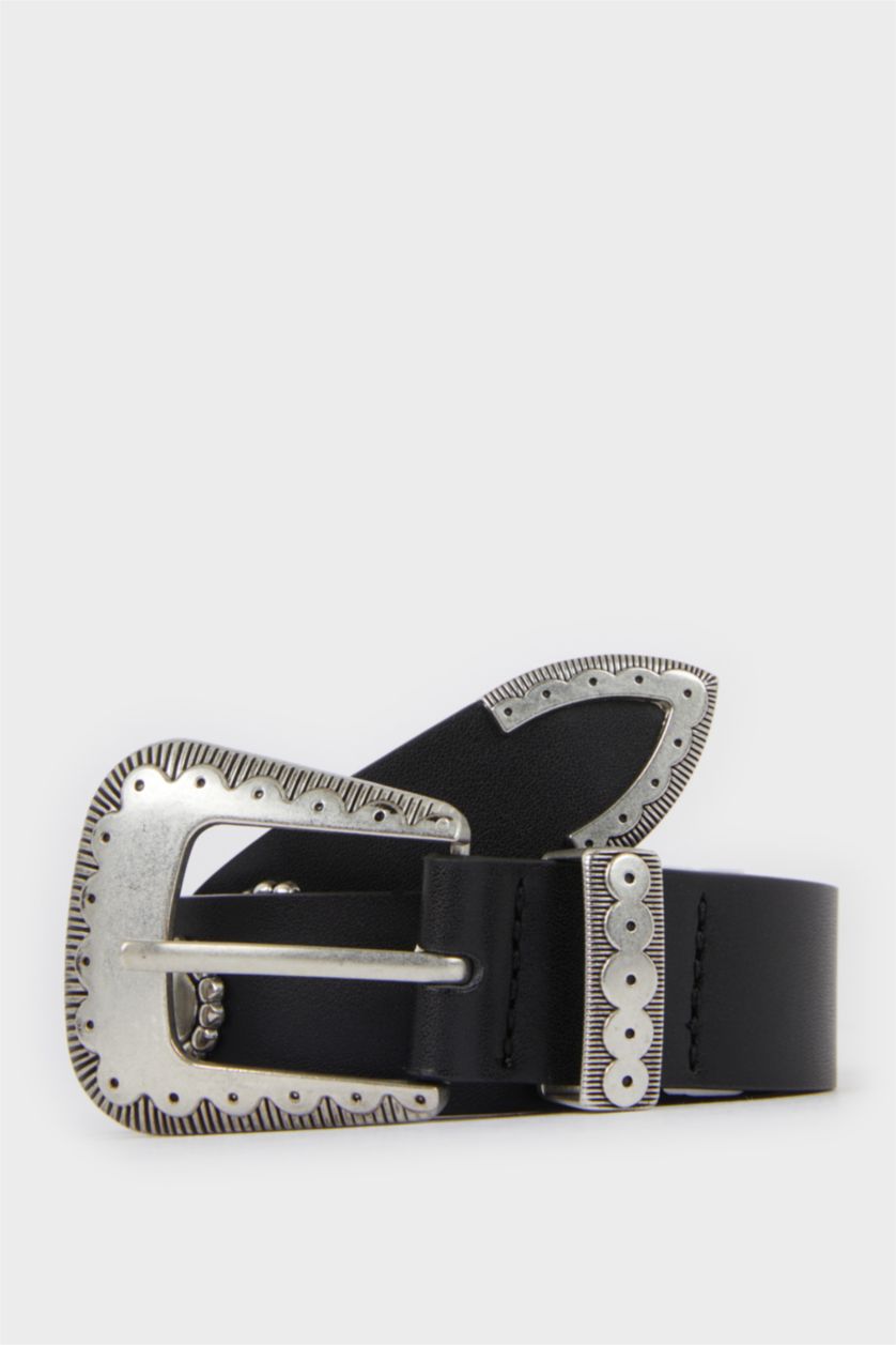 Kadın Siyah Kadın Suni Deri Günlük Kemer