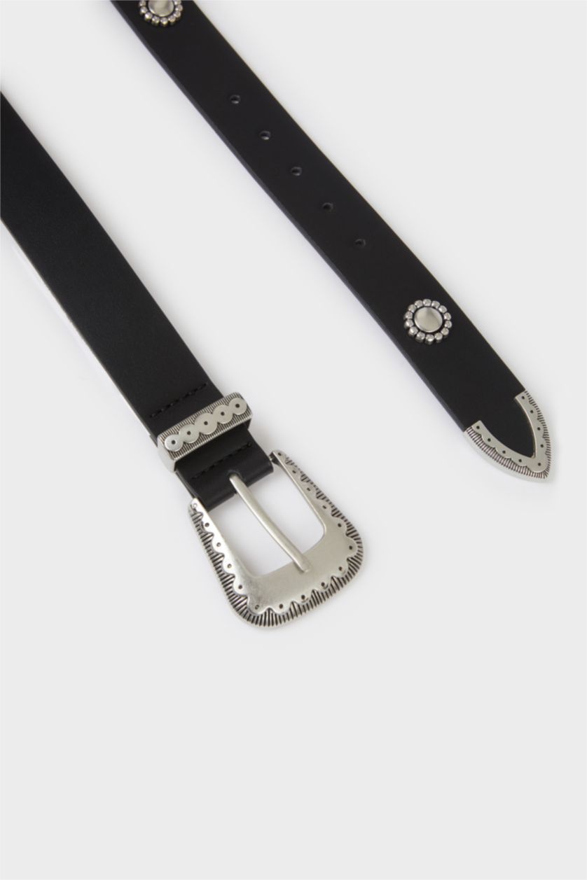 Kadın Siyah Kadın Suni Deri Günlük Kemer