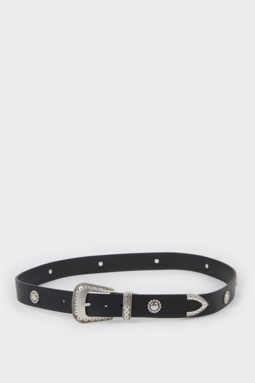 Kadın Siyah Kadın Suni Deri Günlük Kemer