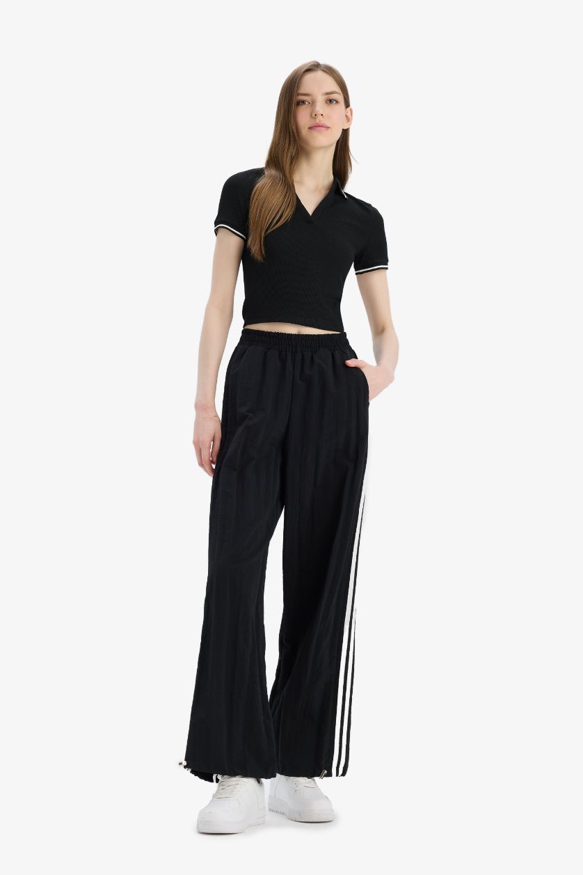 WOMAN Black Fitted Polo Neck Ribbed Camisole Basic T-Shirt