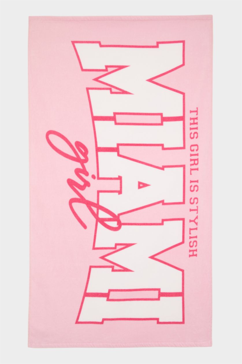 Kız Çocuk - Genç Kız Pembe Desenli Dokuma Plaj Havlusu Kız Çocuk