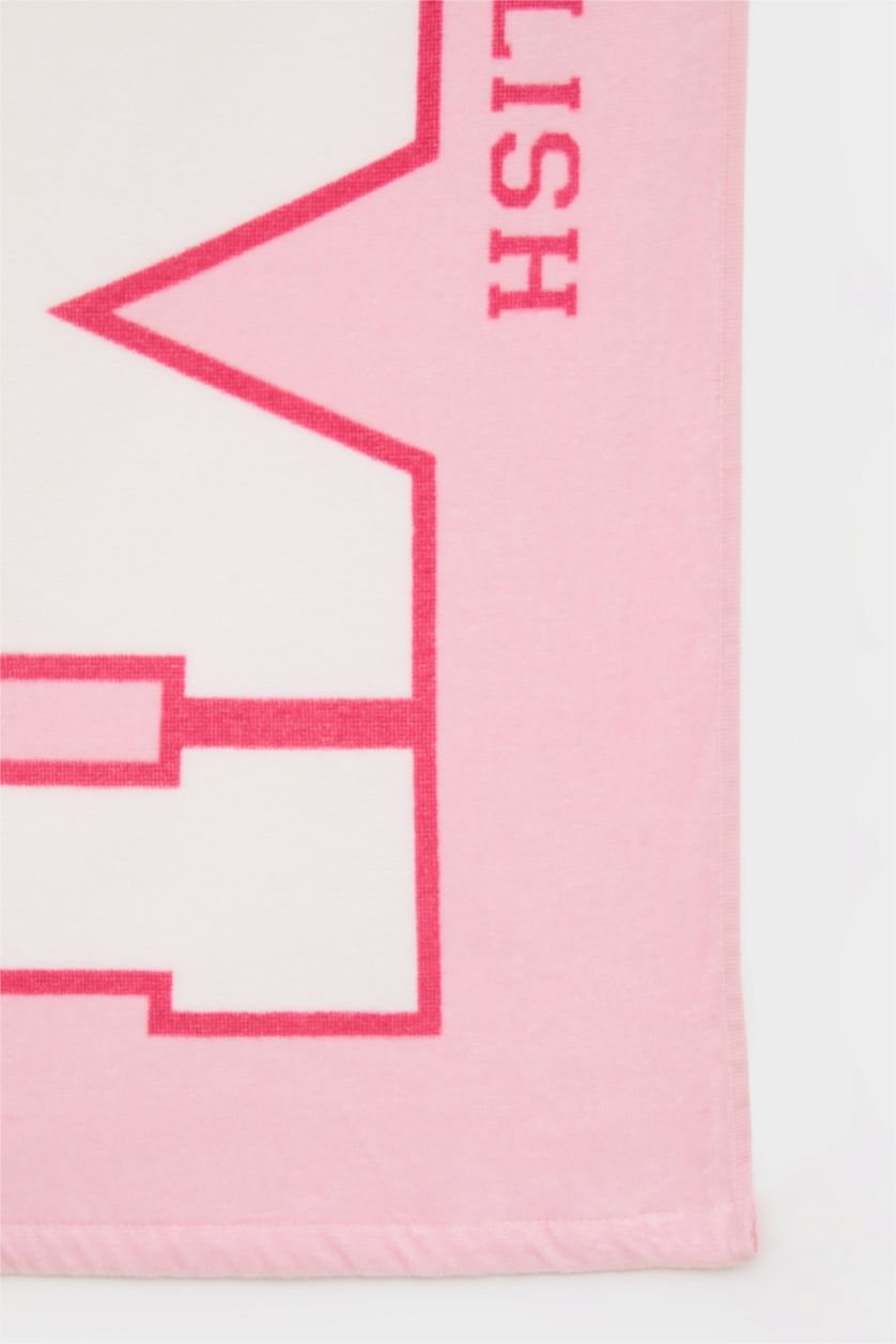 Kız Çocuk - Genç Kız Pembe Desenli Dokuma Plaj Havlusu Kız Çocuk