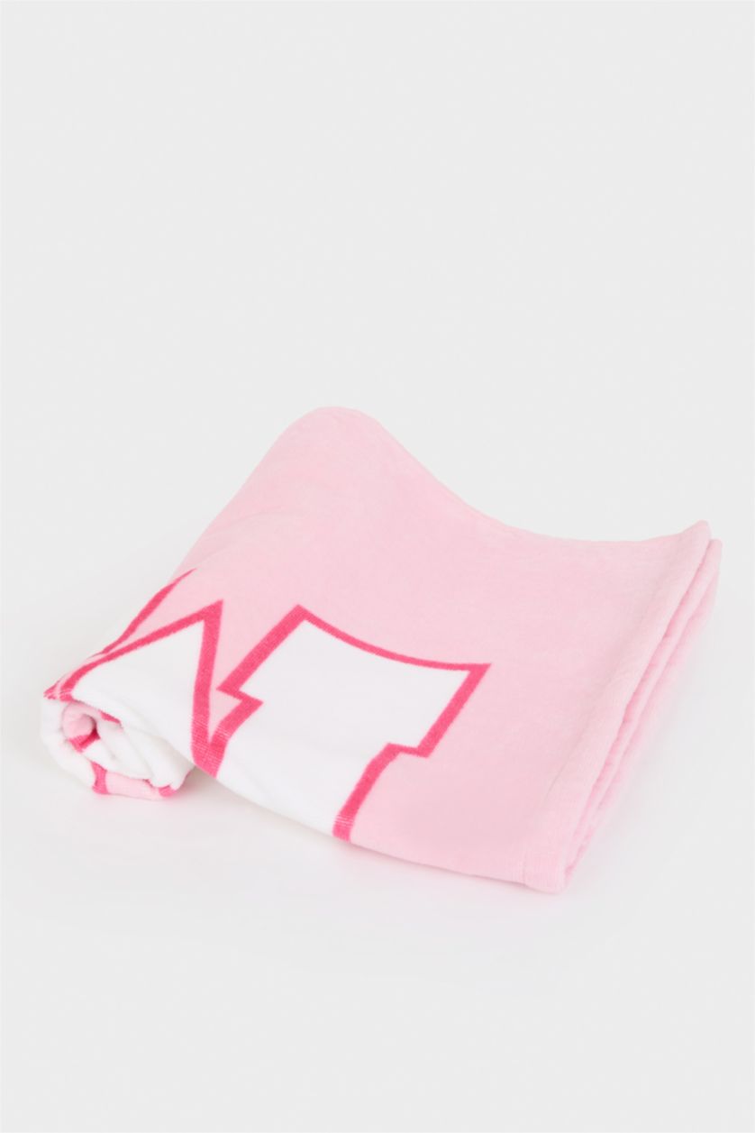 Kız Çocuk - Genç Kız Pembe Desenli Dokuma Plaj Havlusu Kız Çocuk