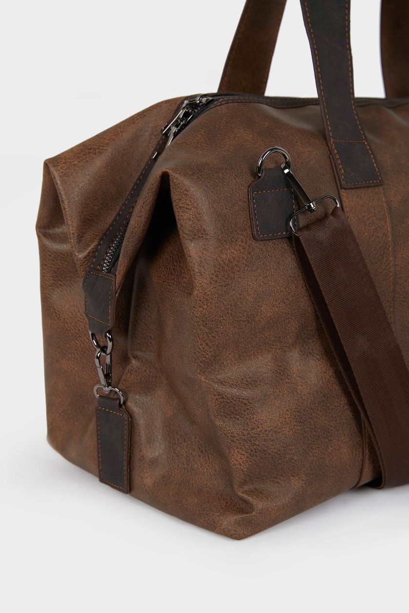 Erkek Kahve Erkek Suni Deri Spor Ve Seyahat Çantası