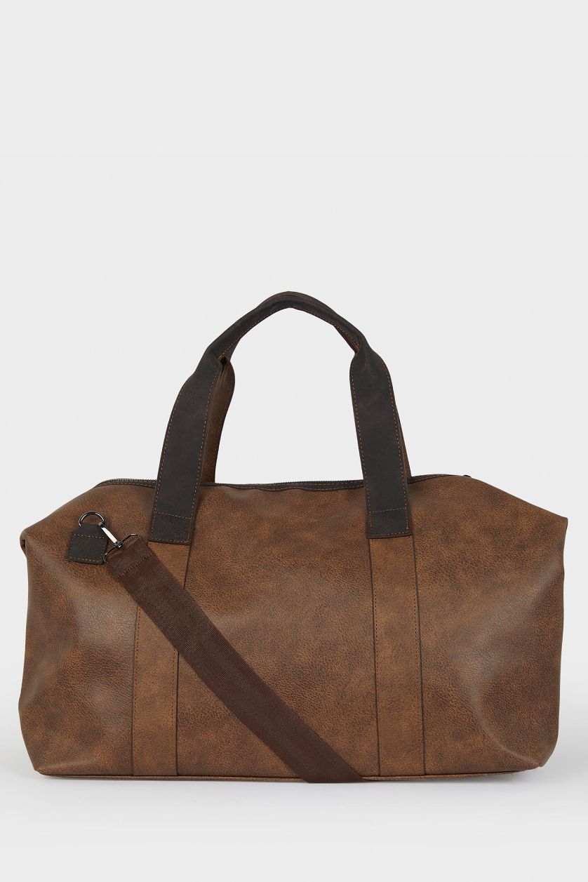 Erkek Kahve Erkek Suni Deri Spor Ve Seyahat Çantası