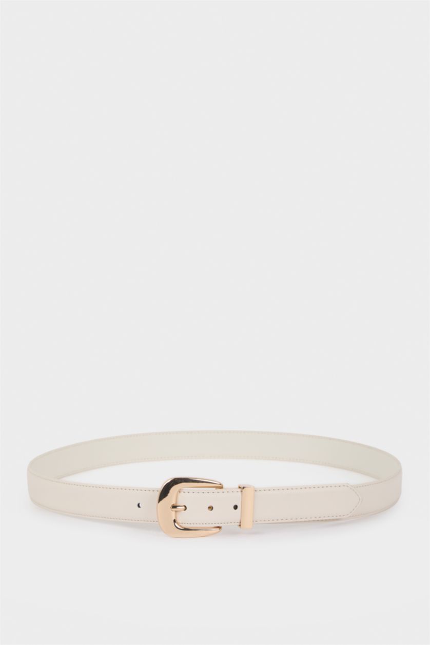 Kadın Koyu Bej Kadın Suni Deri Jean Kemeri