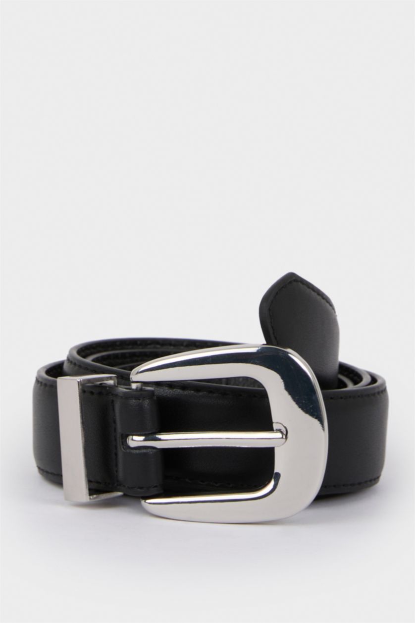 FEMME Noir Ceinture en simili cuir pour femme