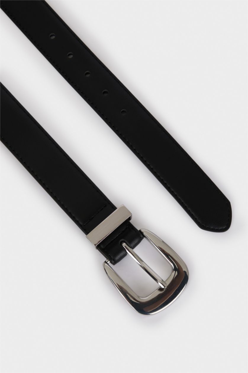 FEMME Noir Ceinture en simili cuir pour femme