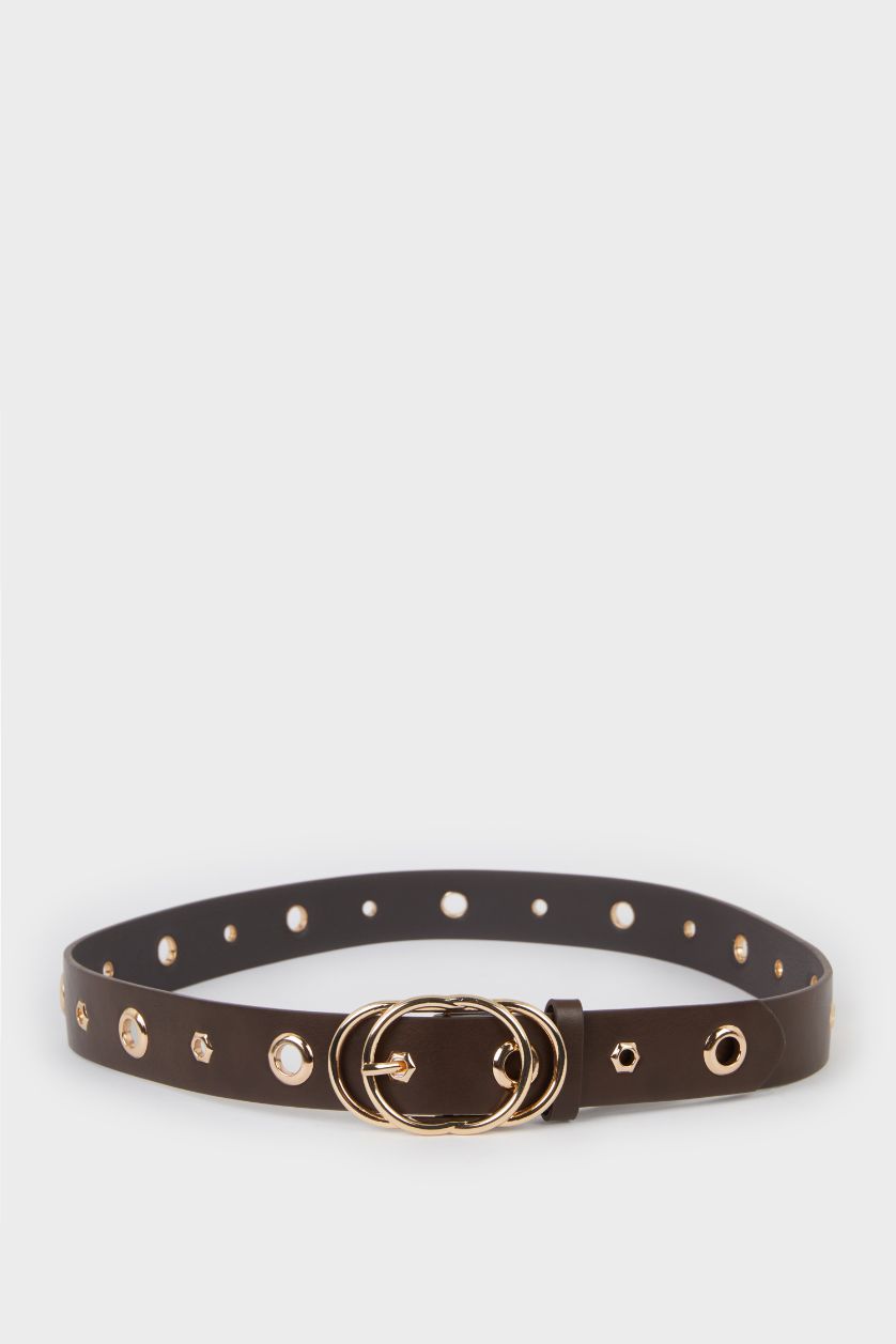 Kadın Koyu Kahve Kadın Suni Deri Jean Kemeri