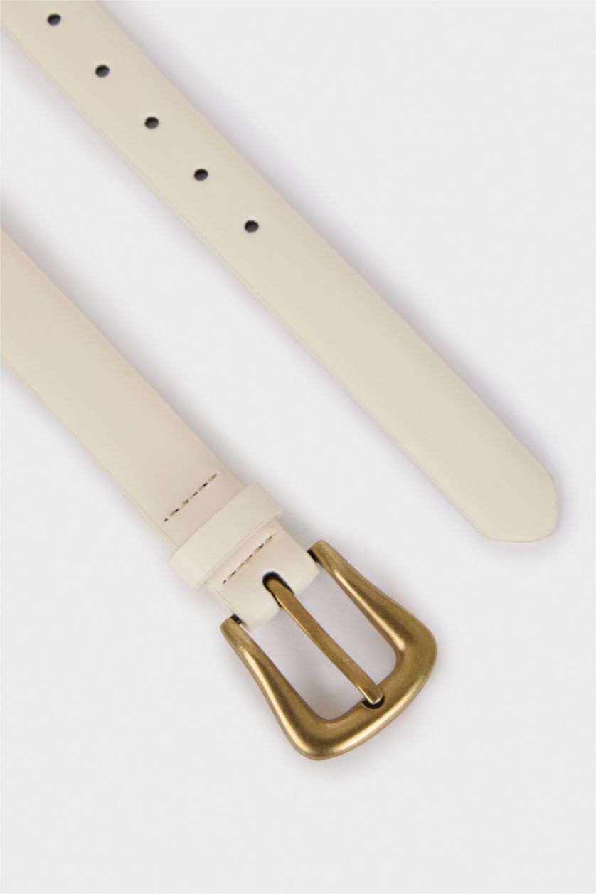 Kadın Bej Kadın Suni Deri Günlük Kemer